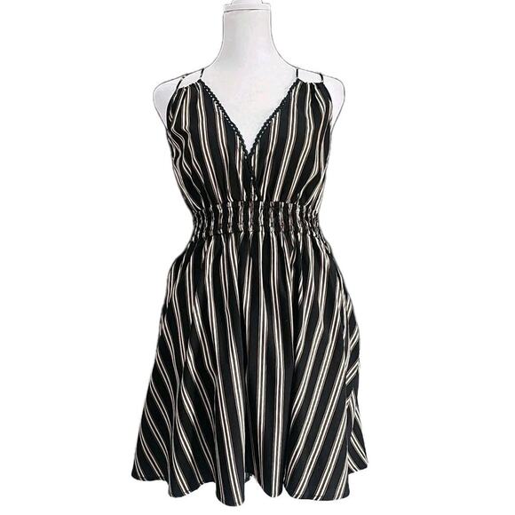 Anthropologie Moon River Striped Halter Mini Dress Babydoll Empire Waist Size S - Picture 1 of 7